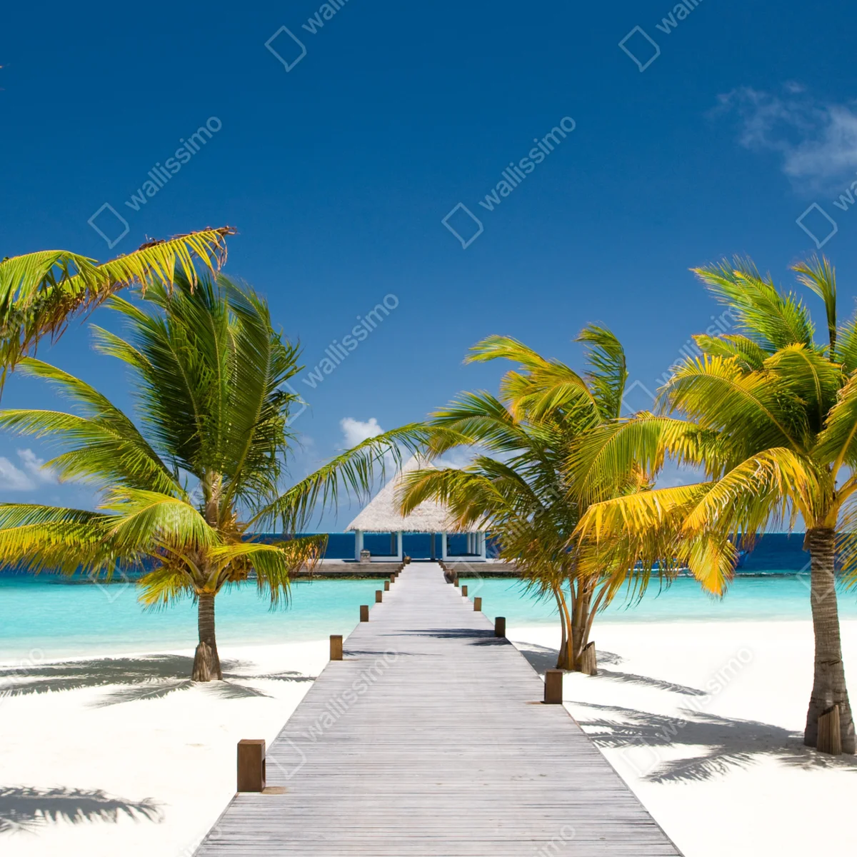 Repositionierbarer Aufkleber tropischer steg über türkisfarbenes meer Repositionierbarer Aufkleber tropischer steg über türkisfarbenes meer