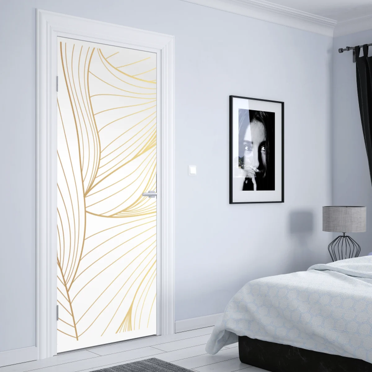 Türaufkleber goldene fließende linien abstraktes design Türaufkleber goldene fließende linien abstraktes design