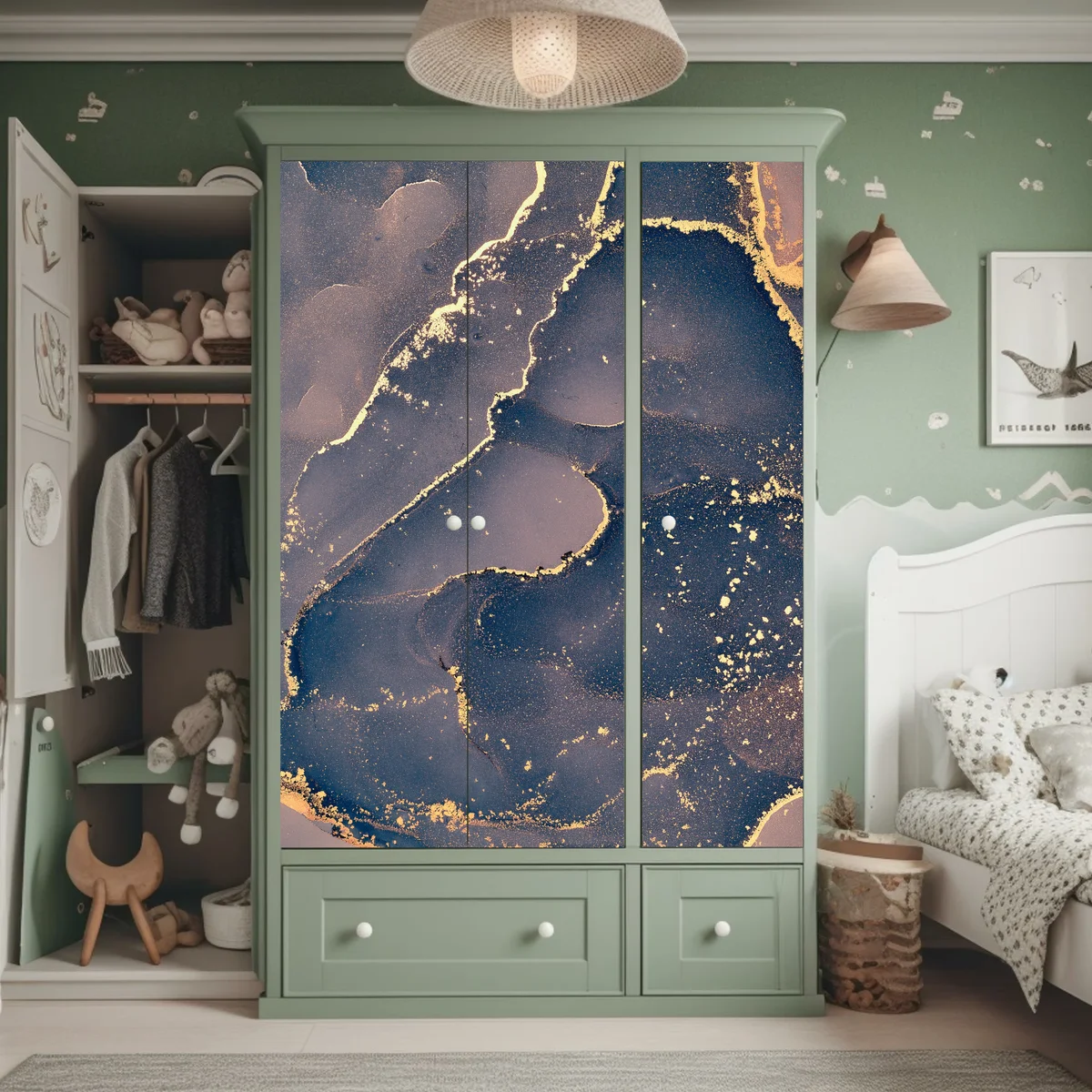 Schrankaufkleber marineblau-goldene marmorabstraktion Schrankaufkleber marineblau-goldene marmorabstraktion