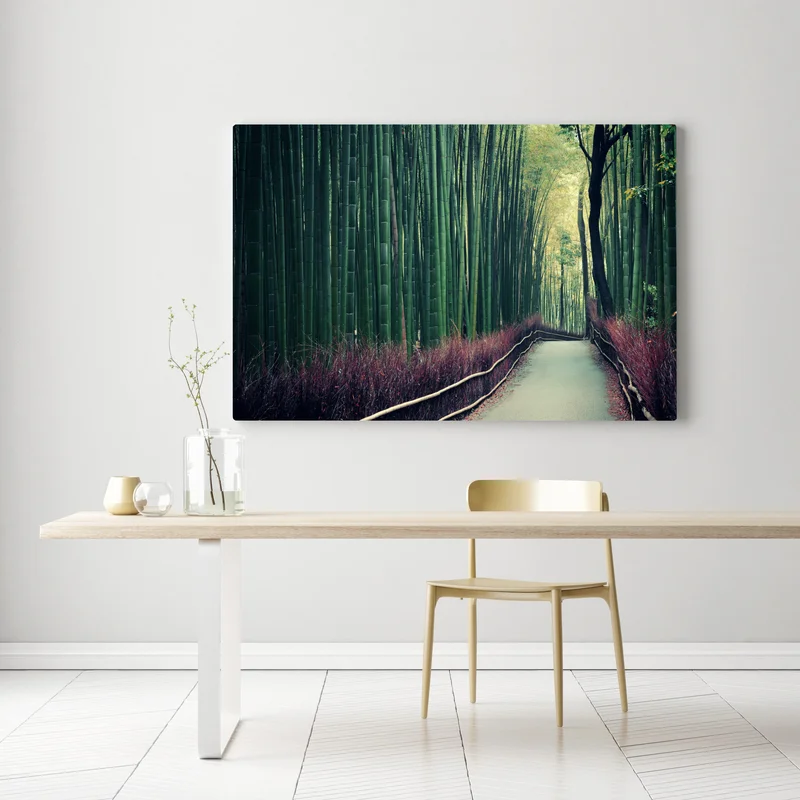 Leinwandbild ruhiger bambuspfad in Arashiyama Leinwandbild ruhiger bambuspfad in Arashiyama