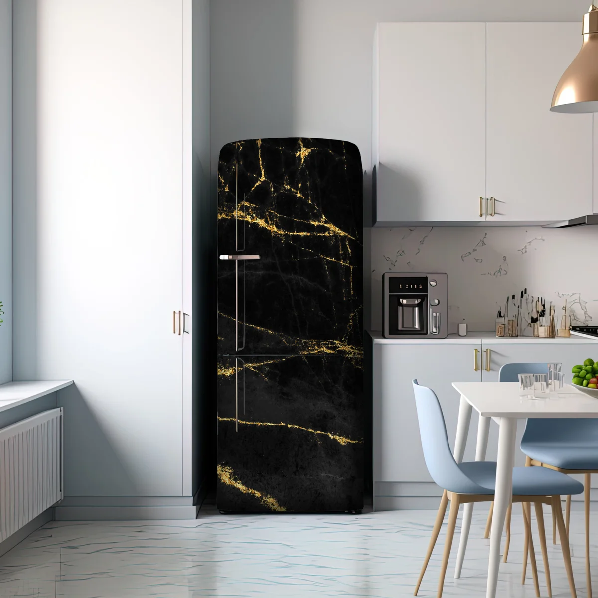 Kühlschrankaufkleber schwarzer marmor mit goldenen adern Kühlschrankaufkleber schwarzer marmor mit goldenen adern