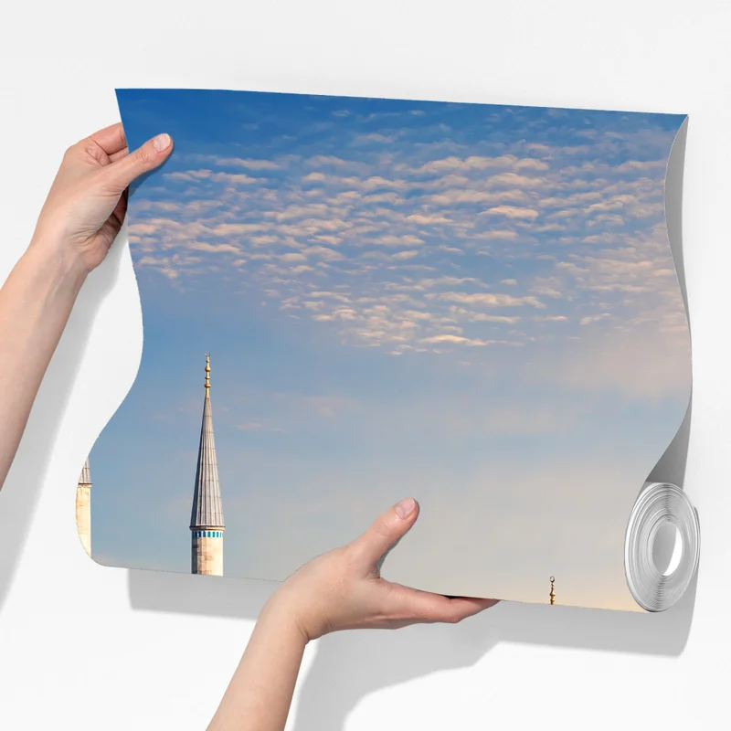 Fototapete Istanbul mit der Blauen Moschee bei Sonnenuntergang Fototapete Istanbul mit der Blauen Moschee bei Sonnenuntergang