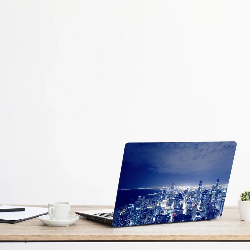 Naklejka na laptopa Chicago nocna panorama miasta