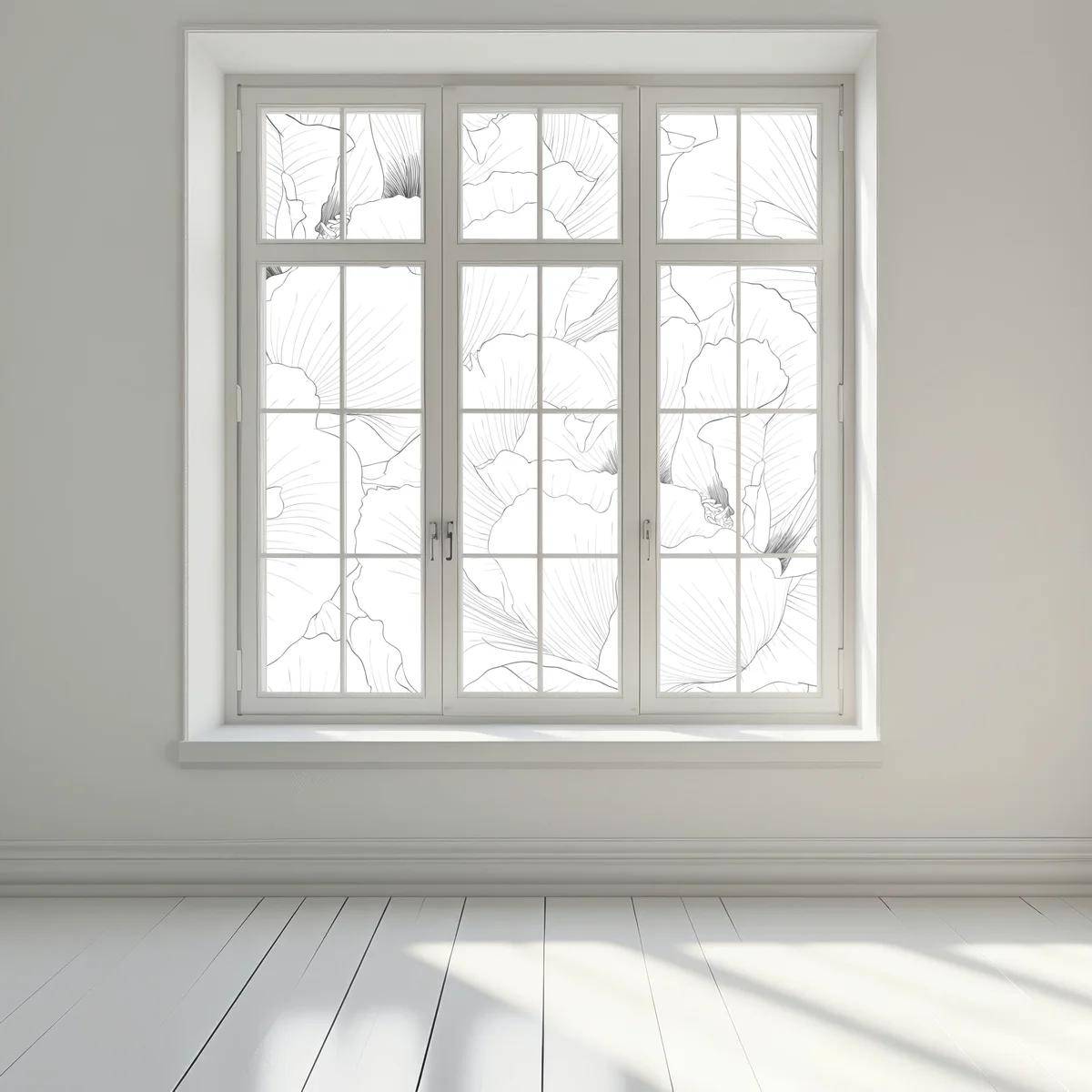 Fensteraufkleber feine botanische linienzeichnung mit blumen Fensteraufkleber feine botanische linienzeichnung mit blumen