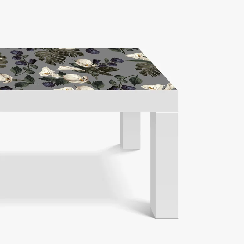 Tischaufkleber und Schreibtischaufkleber vintage calla blumenmuster auf grauem hintergrund