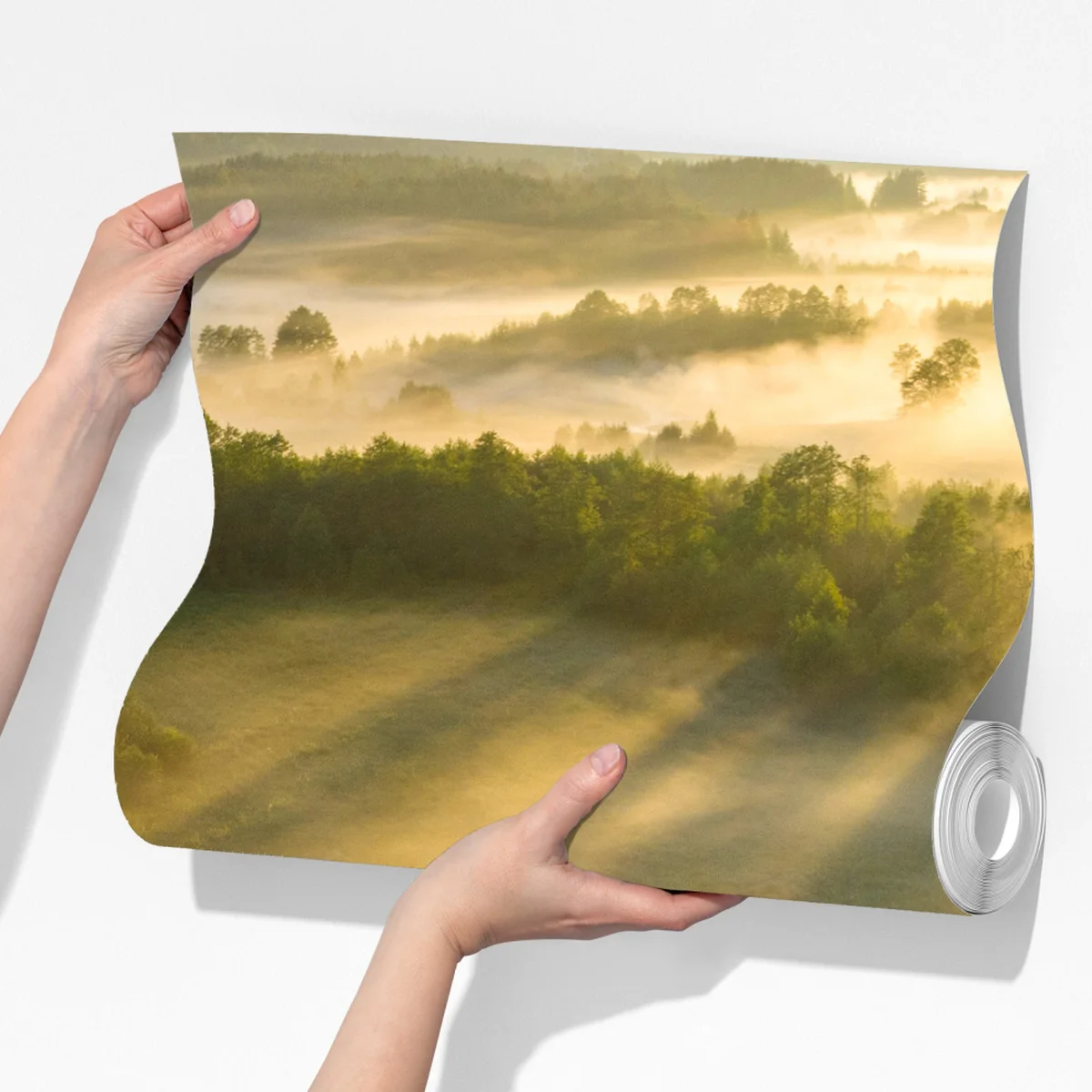 Fototapeta złote poranne światło nad mglistą rzeką Fototapeta złote poranne światło nad mglistą rzeką