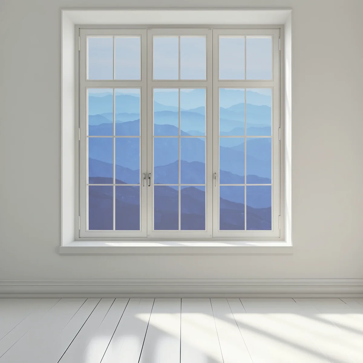 Fensteraufkleber neblige blaue bergschichten Fensteraufkleber neblige blaue bergschichten