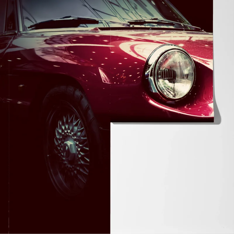 Fototapete nahaufnahme eines klassischen roten sportwagens Fototapete nahaufnahme eines klassischen roten sportwagens