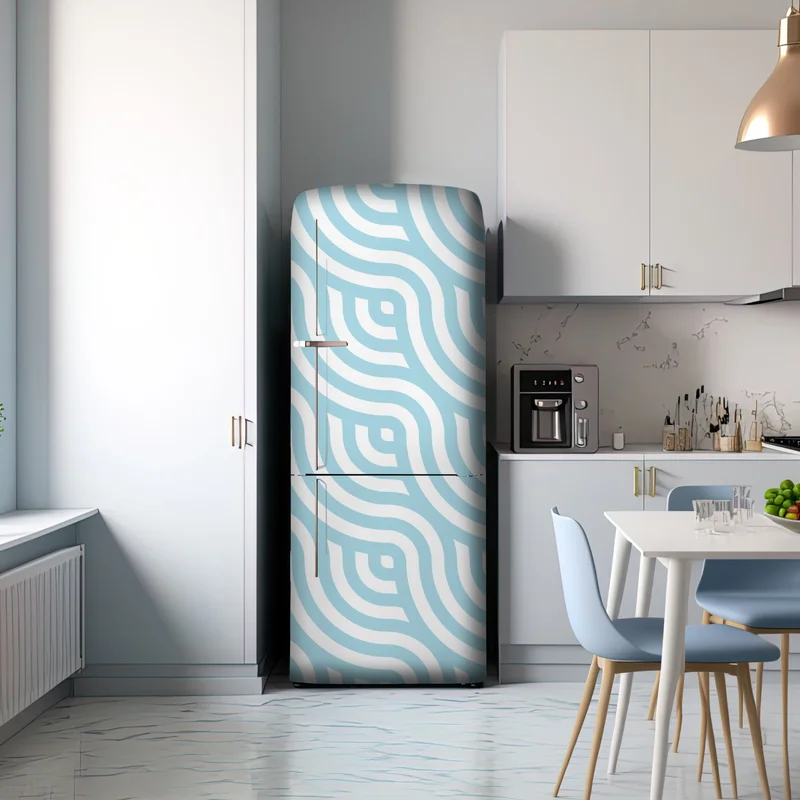 Kühlschrankaufkleber sanftes türkis geometrisches wellenmuster