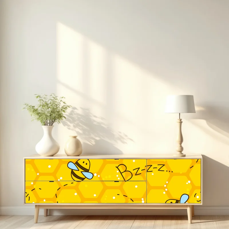 Repositionierbarer Aufkleber niedliches bienen- und wabenmuster