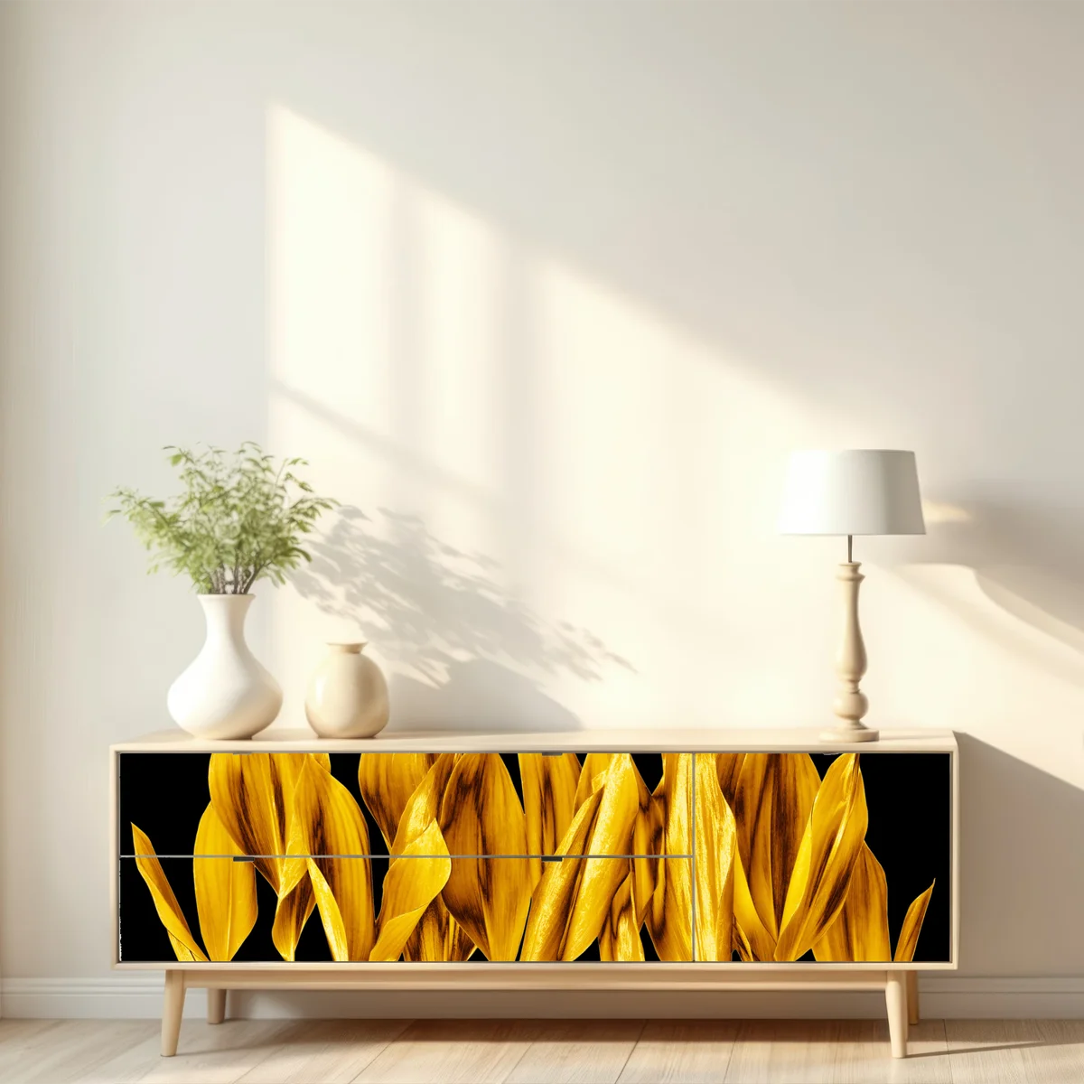 Repositionierbarer Aufkleber goldene blätter auf schwarzem hintergrund Repositionierbarer Aufkleber goldene blätter auf schwarzem hintergrund