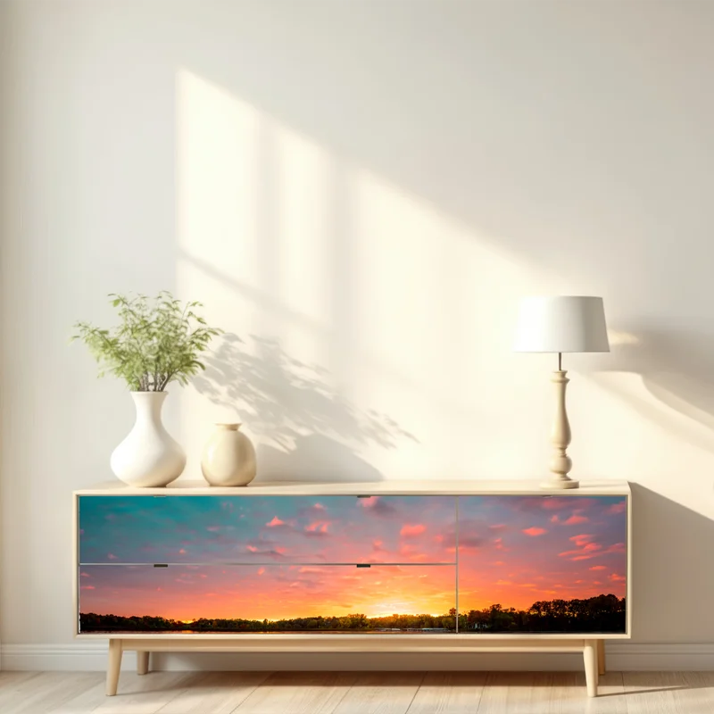 Repositionierbarer Aufkleber türkisfarbener sonnenuntergang über ruhigem see Repositionierbarer Aufkleber türkisfarbener sonnenuntergang über ruhigem see