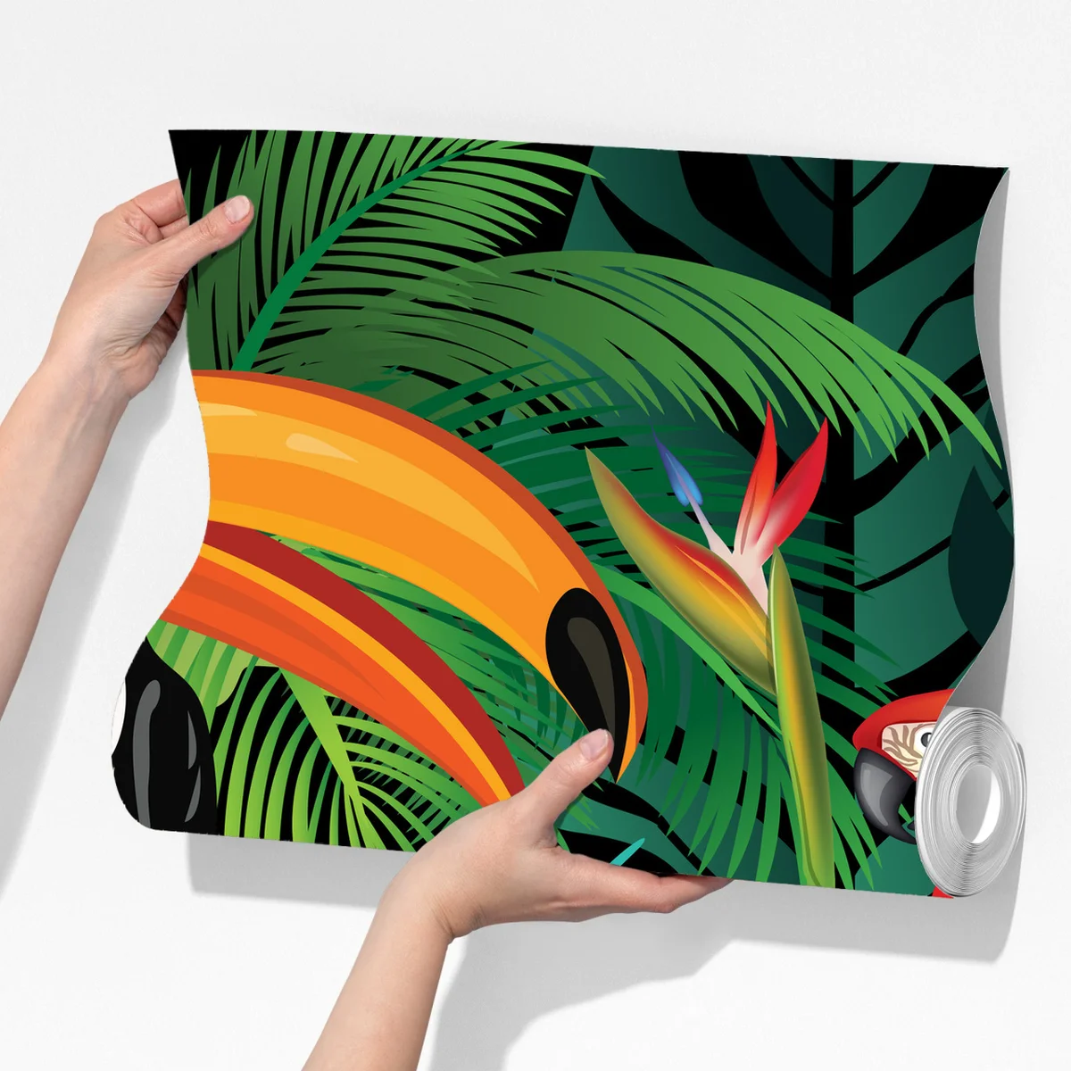 Fototapeta żywe tropikalne ptaki i kwiaty Fototapeta żywe tropikalne ptaki i kwiaty