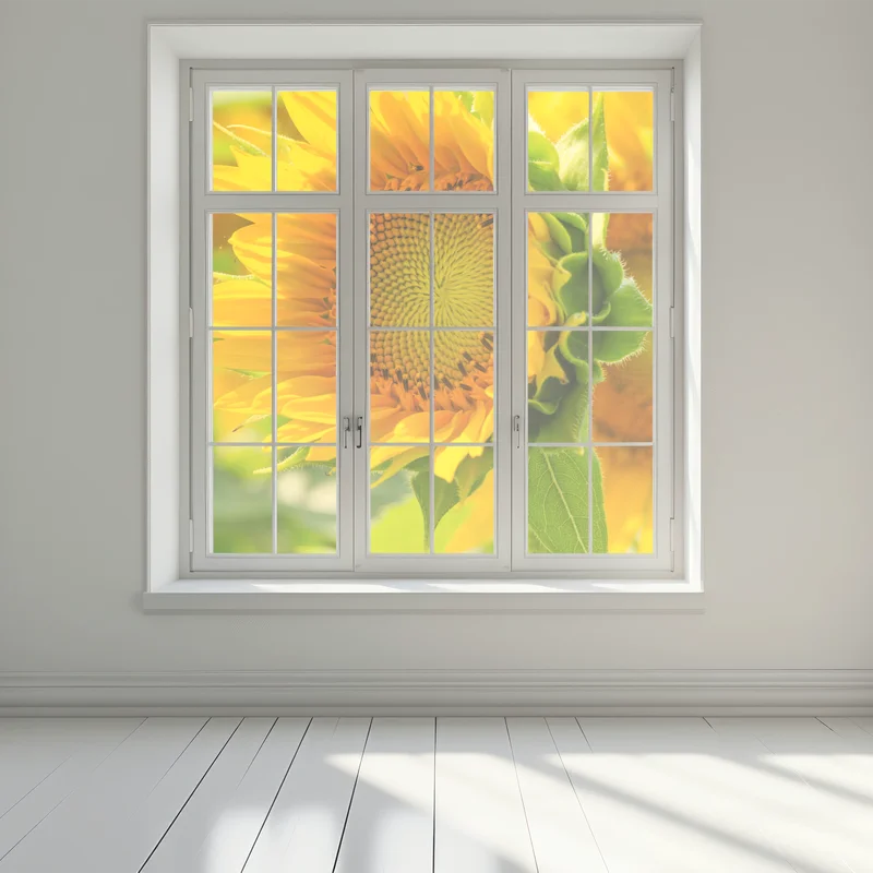 Fensteraufkleber sonnenblume nahaufnahme