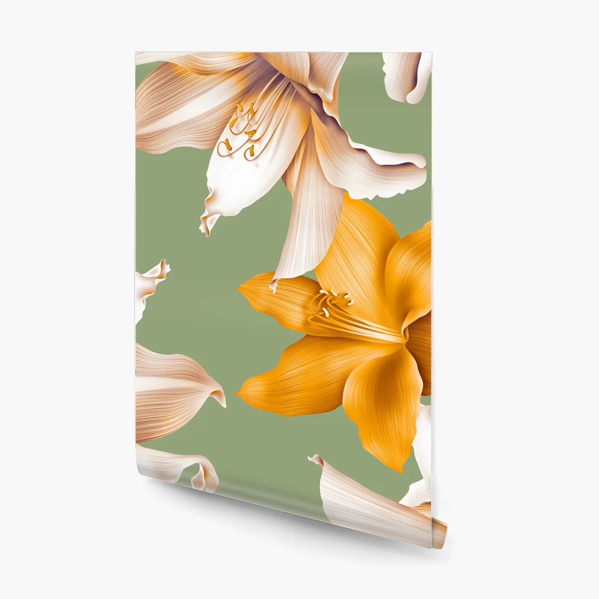 Fototapete goldene lilien botanisches muster Fototapete goldene lilien botanisches muster