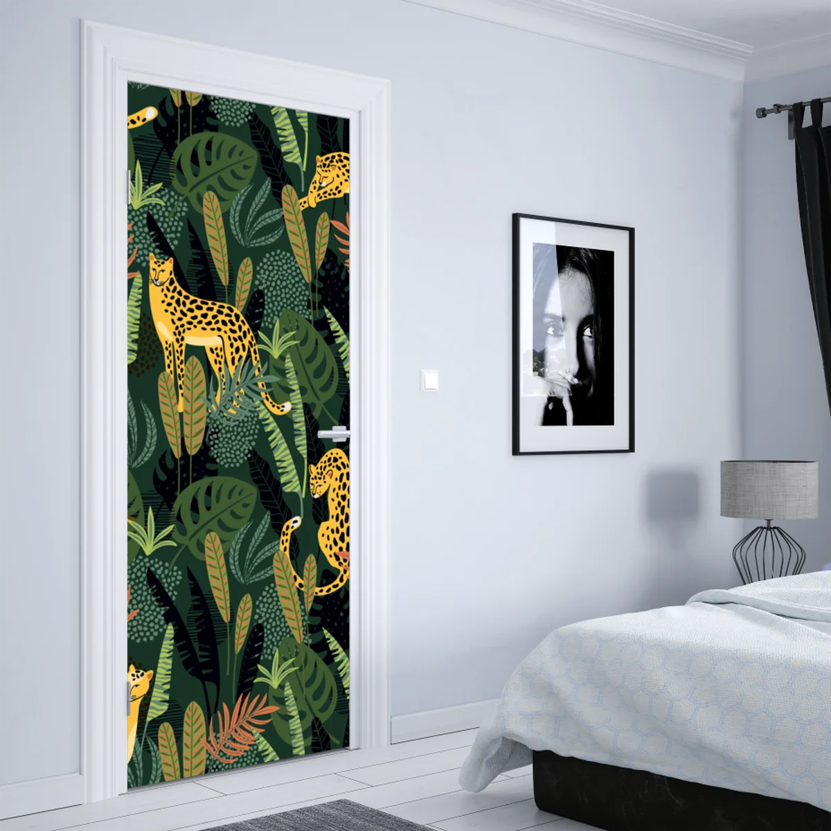 Türaufkleber tropisches leopardenmuster Türaufkleber tropisches leopardenmuster