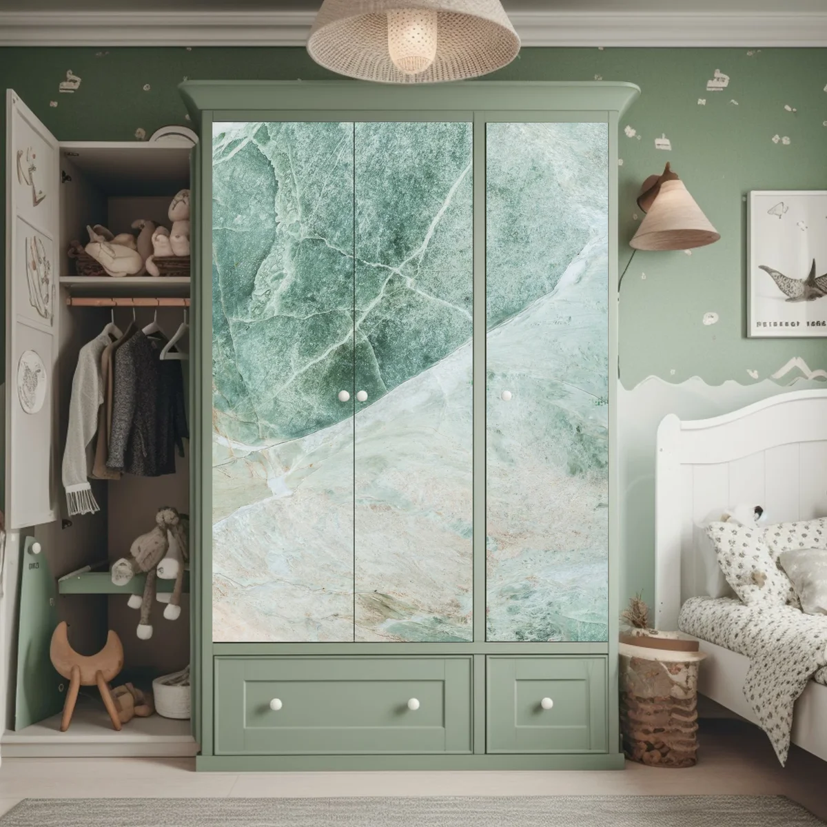 Schrankaufkleber grüne marmortextur abstrakt Schrankaufkleber grüne marmortextur abstrakt