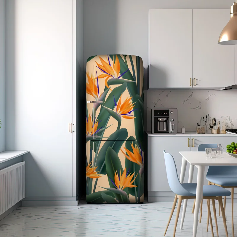 Kühlschrankaufkleber tropisches muster mit strelitzie