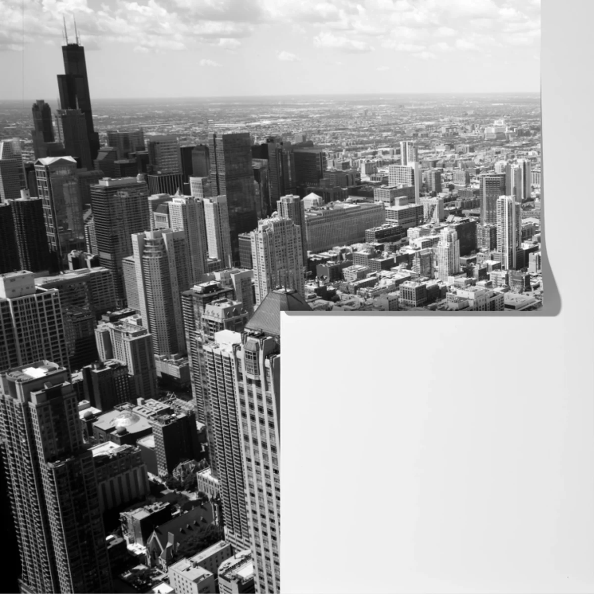 Fototapeta Chicago panorama miasta w odcieniach szarości Fototapeta Chicago panorama miasta w odcieniach szarości