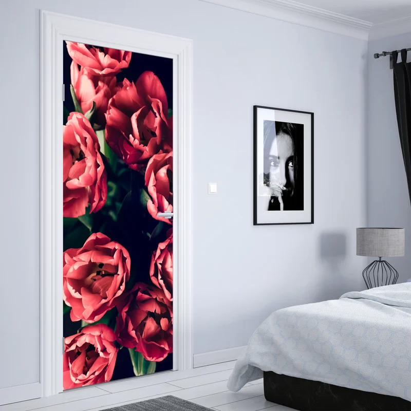 Türaufkleber stimmungsvolles rosa tulpenbukett