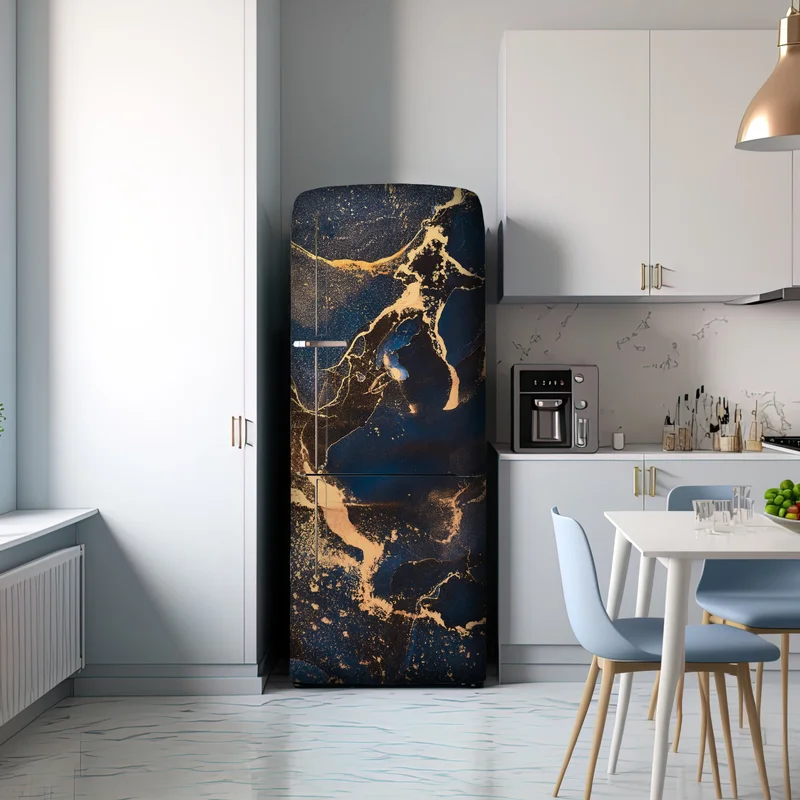Kühlschrankaufkleber nachtmarmor mit goldenen adern