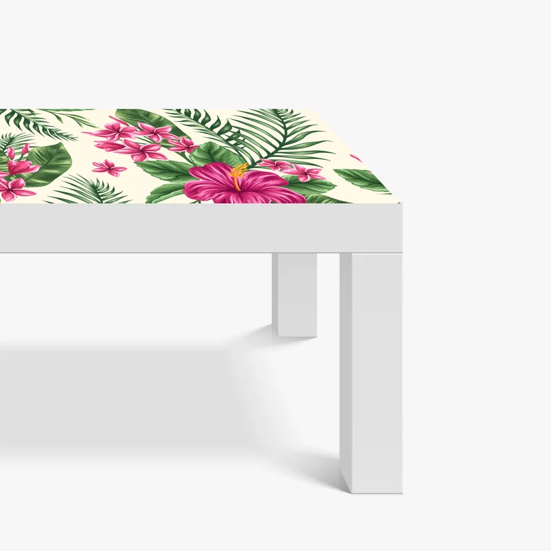 Tischaufkleber und Schreibtischaufkleber tropisches muster mit rosa hibiskus