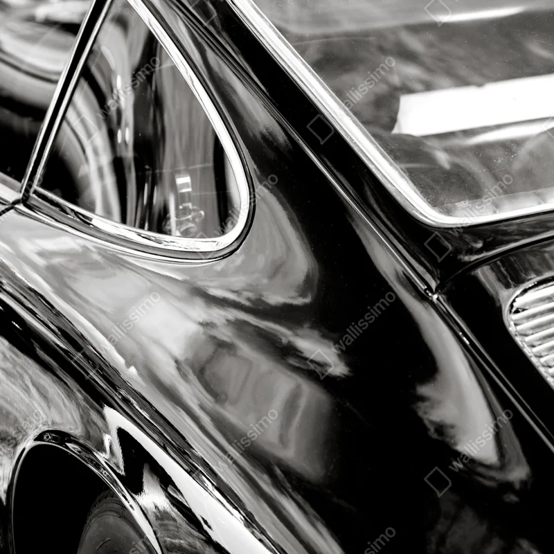 Türaufkleber oldtimer rückansicht detail in schwarzweiß Türaufkleber oldtimer rückansicht detail in schwarzweiß