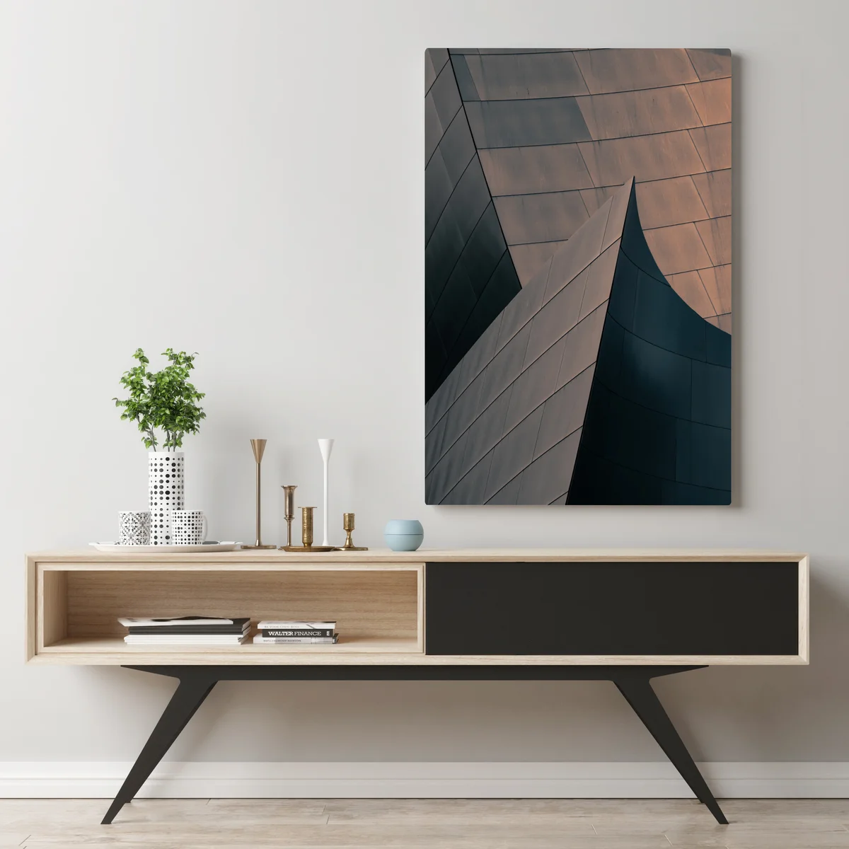 Leinwandbild geometrische architekturformen aus metall Leinwandbild geometrische architekturformen aus metall