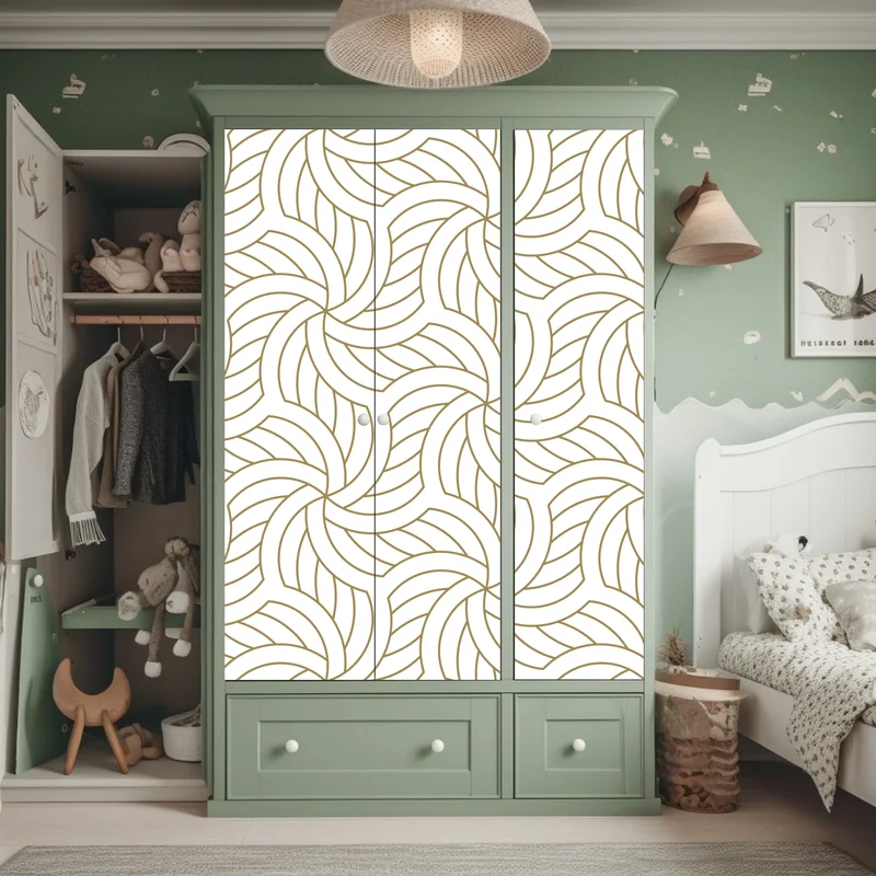 Schrankaufkleber goldenes geometrisches wirbelmuster