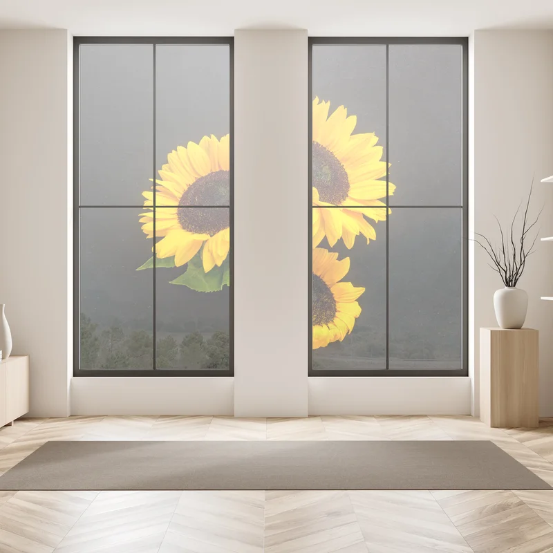 Fensteraufkleber leuchtende sonnenblumen auf schwarzem hintergrund