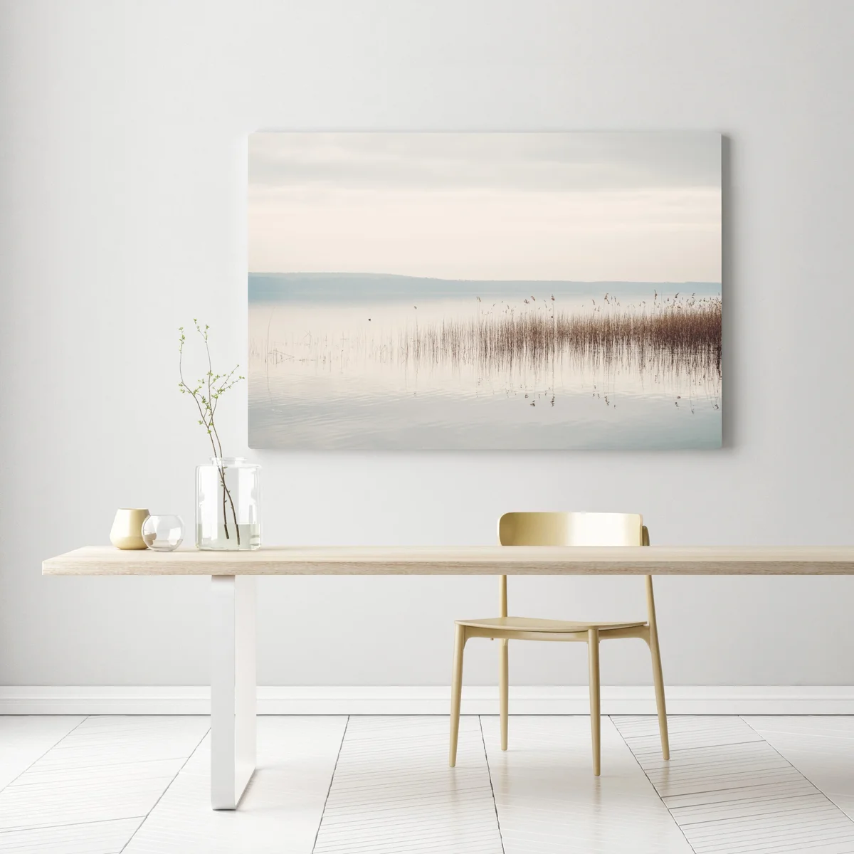 Leinwandbild ruhige schilfzone am see Leinwandbild ruhige schilfzone am see