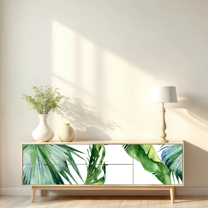 Repositionierbarer Aufkleber tropisches aquarell palmblätter design