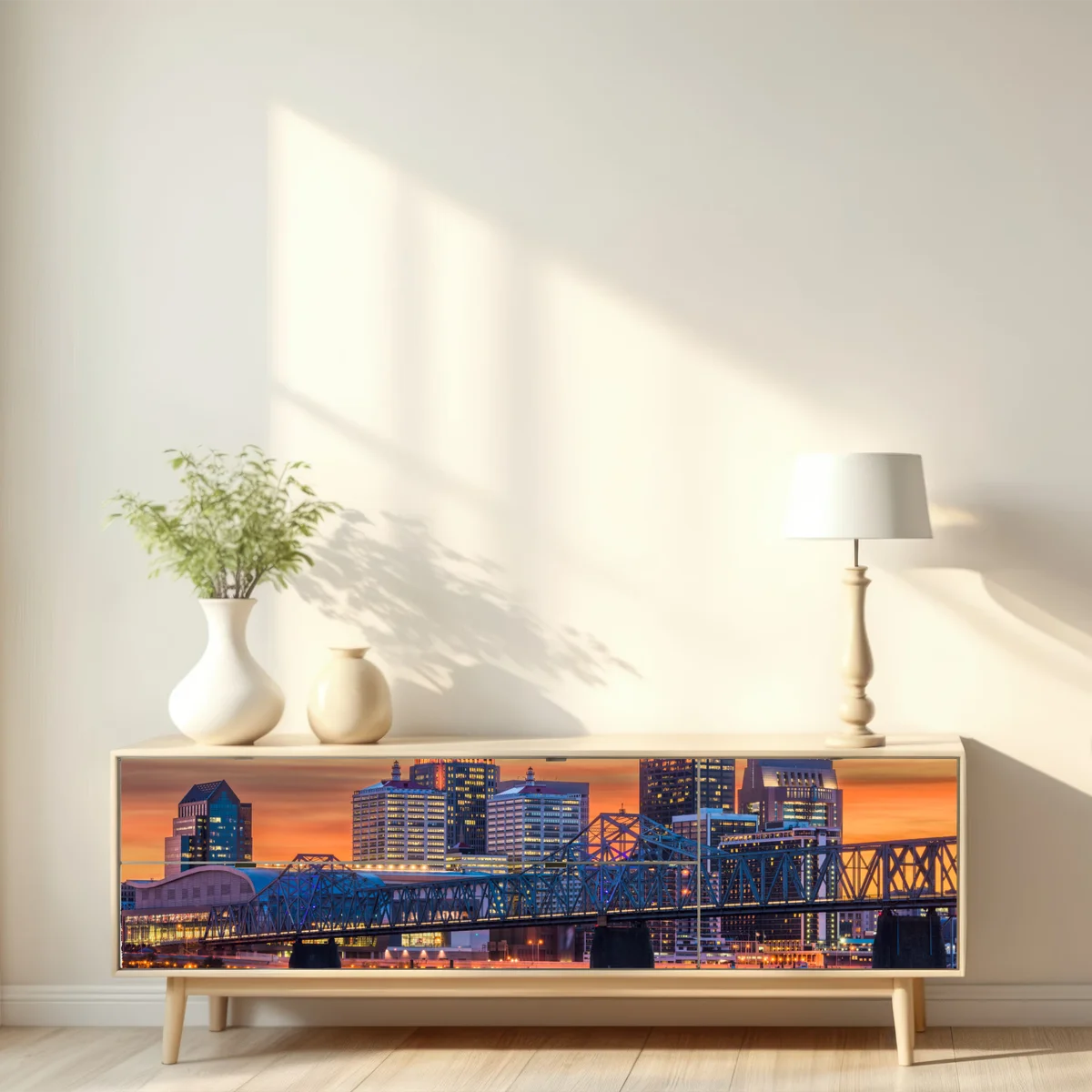 Repositionierbarer Aufkleber Louisville skyline bei sonnenuntergang Repositionierbarer Aufkleber Louisville skyline bei sonnenuntergang