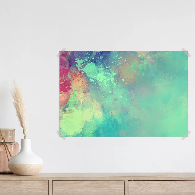 Poster türkis-rosafarbene aquarell abstraktkomposition • Poster bei Wallnifity® Poster türkis-rosafarbene aquarell abstraktkomposition • Poster bei Wallnifity®