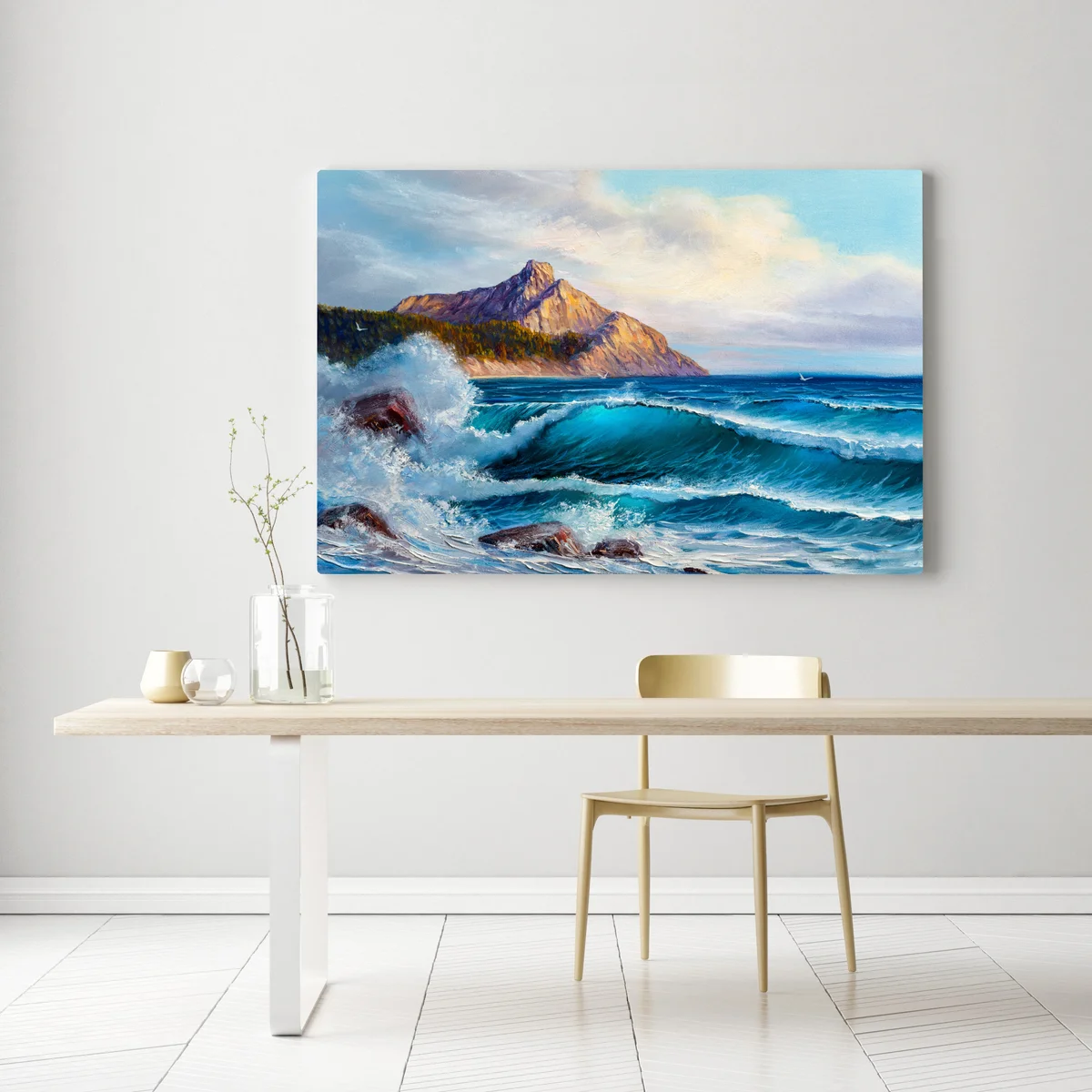 Leinwandbild türkisblaue welle - meereslandschaft in öl Leinwandbild türkisblaue welle - meereslandschaft in öl