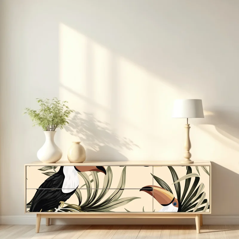 Repositionierbarer Aufkleber tropisches tukanmuster