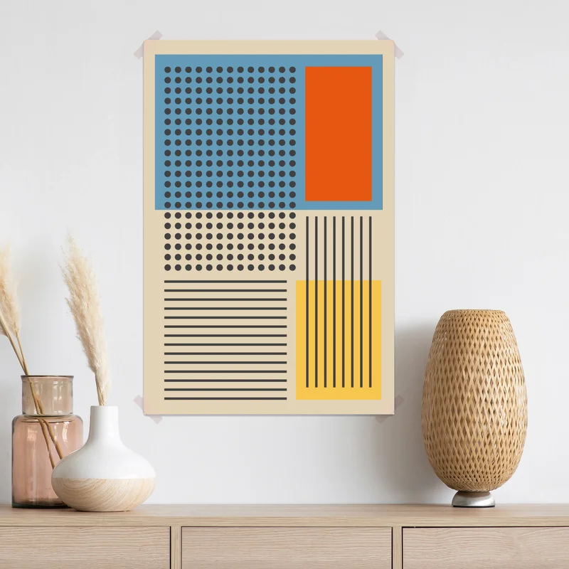 Poster geometrische abstrakte komposition im mid-century-stil • Poster bei Wallnifity® Poster geometrische abstrakte komposition im mid-century-stil • Poster bei Wallnifity®