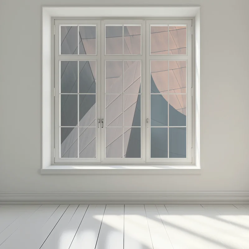 Fensteraufkleber geometrische architekturformen aus metall