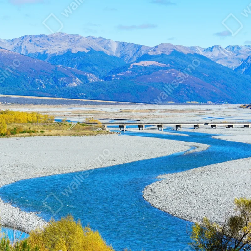 Repositionierbarer Aufkleber herbstliche flussbiegung im Arthur's Pass National Park, South Island, New Zealand Repositionierbarer Aufkleber herbstliche flussbiegung im Arthur's Pass National Park, South Island, New Zealand
