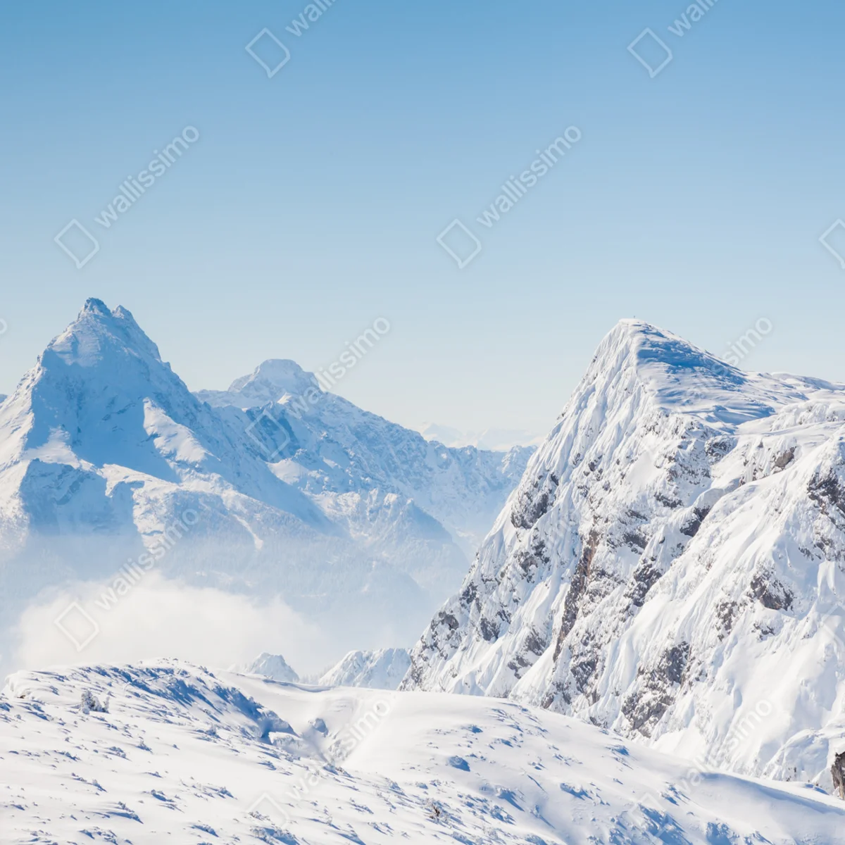 Repositionierbarer Aufkleber ruhige panorama verschneiter berge Repositionierbarer Aufkleber ruhige panorama verschneiter berge