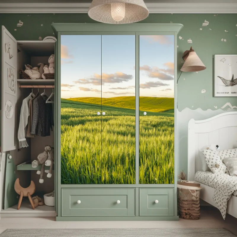 Schrankaufkleber ruhige grüne wiesen panorama Schrankaufkleber ruhige grüne wiesen panorama