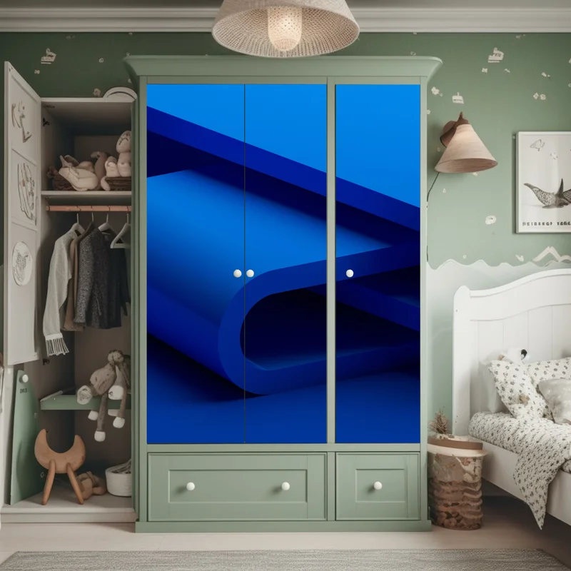 Schrankaufkleber minimalistische blaue geometrische schleife Schrankaufkleber minimalistische blaue geometrische schleife