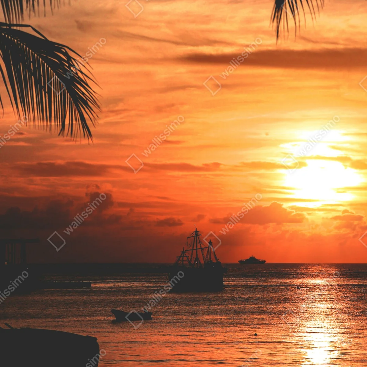 Kühlschrankaufkleber tropischer sonnenuntergang am meer Kühlschrankaufkleber tropischer sonnenuntergang am meer