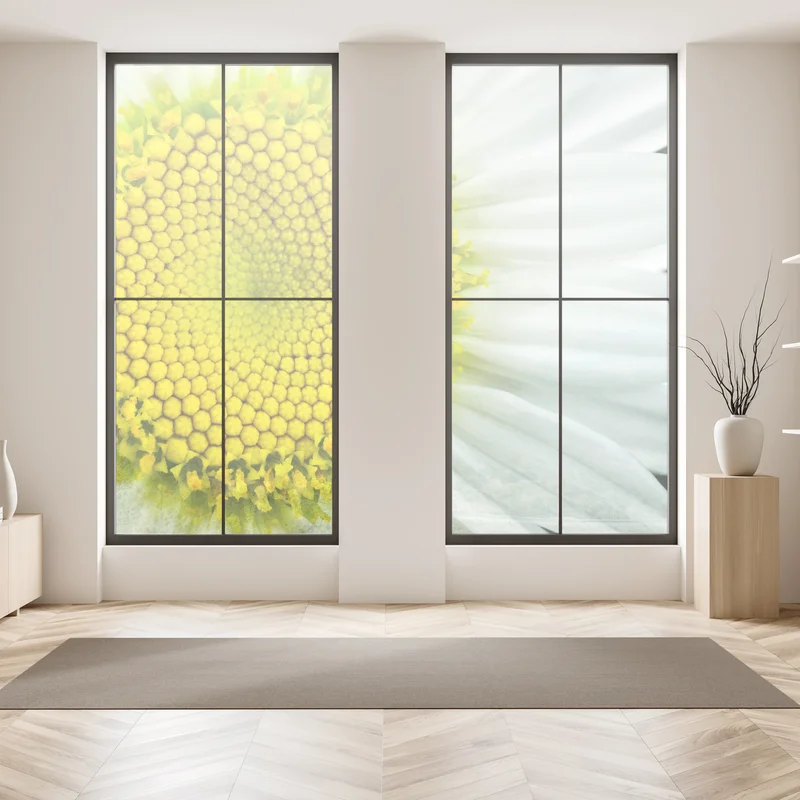 Fensteraufkleber makro gänseblümchen spiralmuster