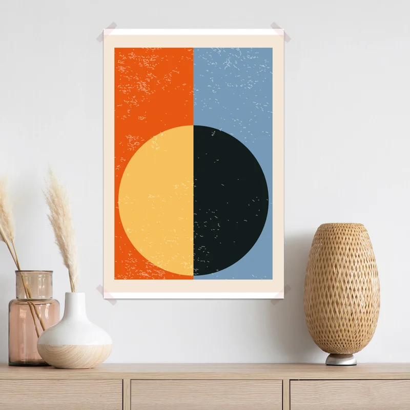 Poster geteilte kreis-komposition in retrofarben • Poster bei Wallnifity® Poster geteilte kreis-komposition in retrofarben • Poster bei Wallnifity®