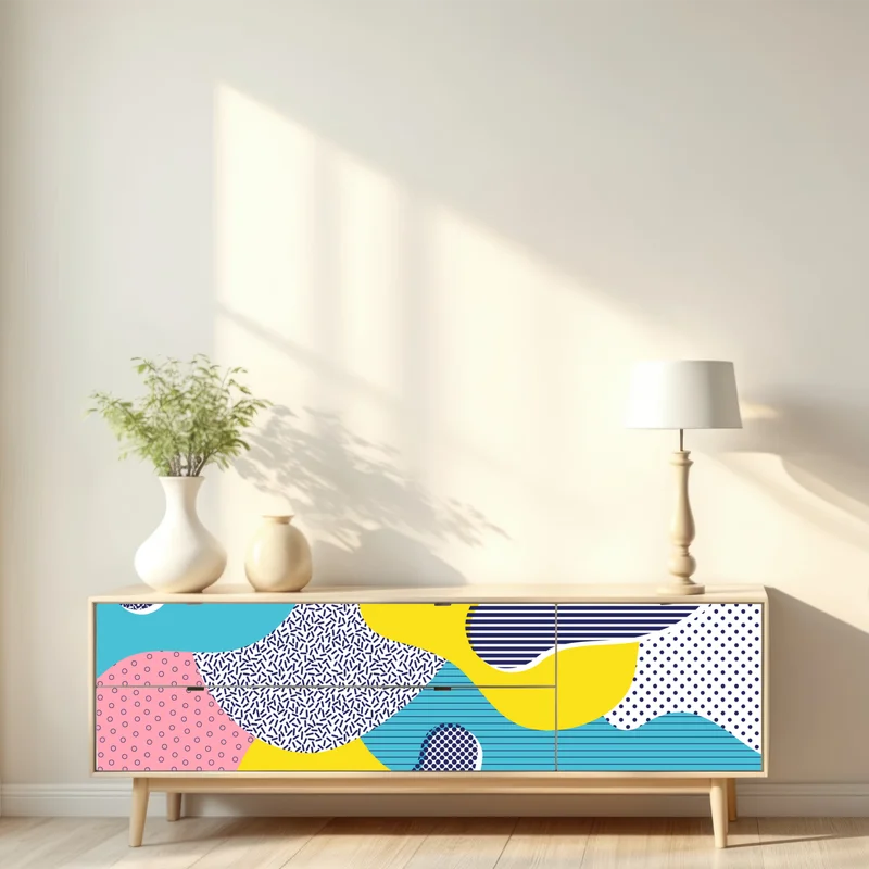 Repositionierbarer Aufkleber verspieltes abstraktes memphis-muster