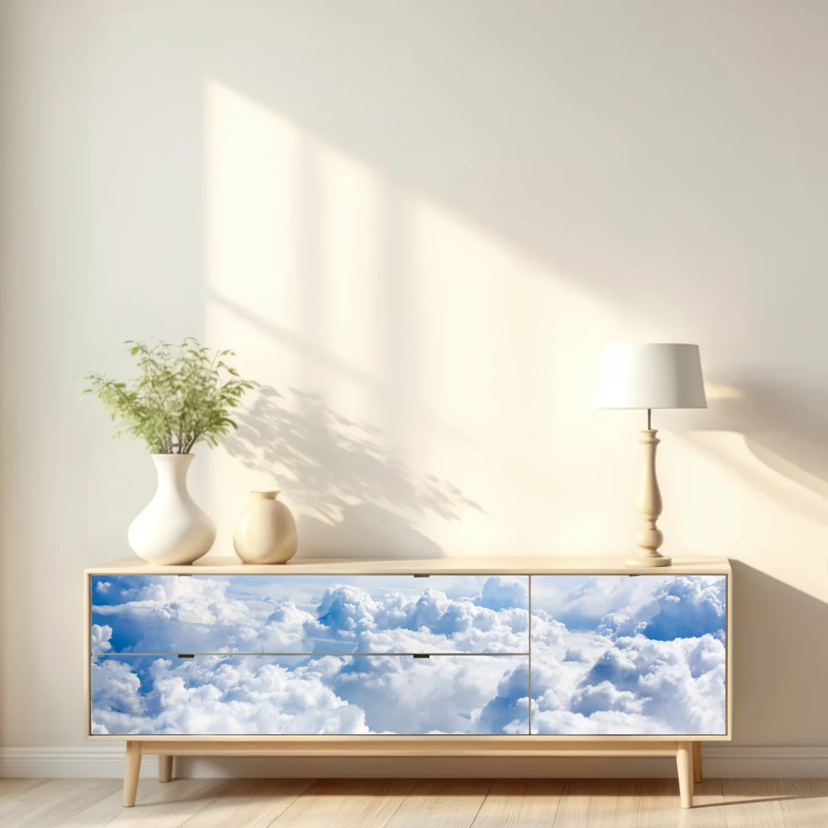 Repositionierbarer Aufkleber ruhige wolkenlandschaft am blauen himmel Repositionierbarer Aufkleber ruhige wolkenlandschaft am blauen himmel