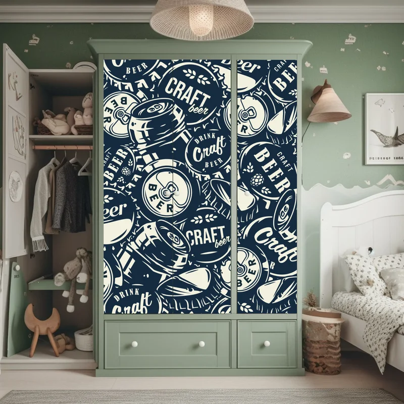 Schrankaufkleber muster mit craft-bier kronkorken