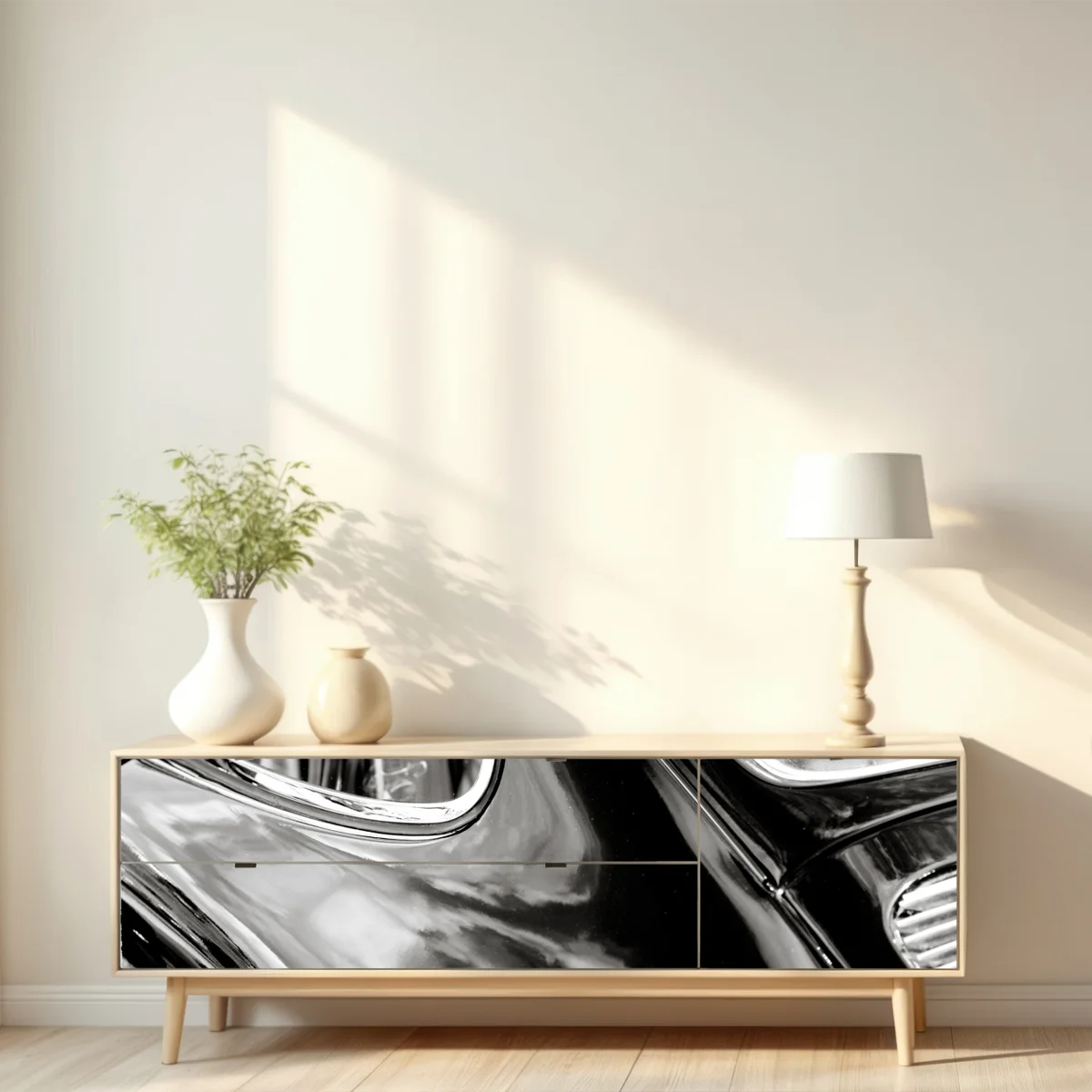 Repositionierbarer Aufkleber oldtimer rückansicht detail in schwarzweiß Repositionierbarer Aufkleber oldtimer rückansicht detail in schwarzweiß