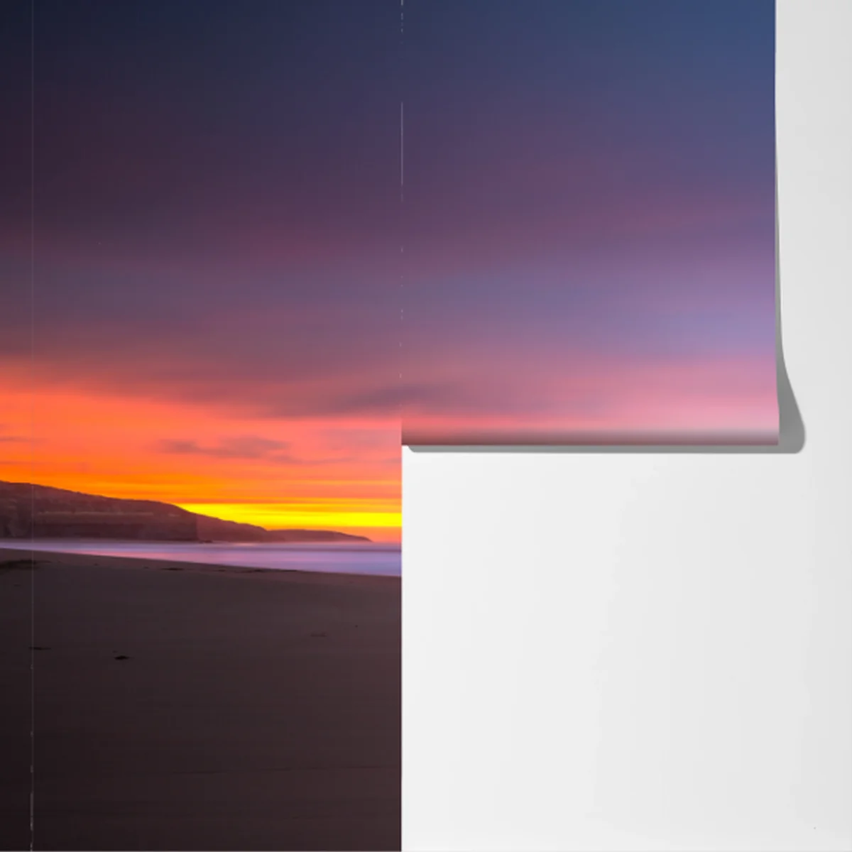 Fototapete ruhige küstenlandschaft mit felsformationen bei sonnenuntergang Fototapete ruhige küstenlandschaft mit felsformationen bei sonnenuntergang